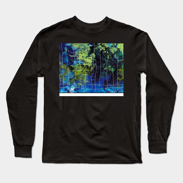 Blue green nature abstract Long Sleeve T-Shirt by sukhpalgrewal